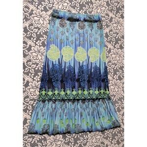 Womens Casual Maxi Skirt M Multicolored Floral Mermaid Hem Stretch Beachy Boho